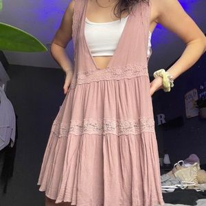 Free People dress - dusty rose with lace detail